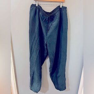 Vintage RARE Ferracci green silk warm up style pant 100 percent SILK pockets 3XB